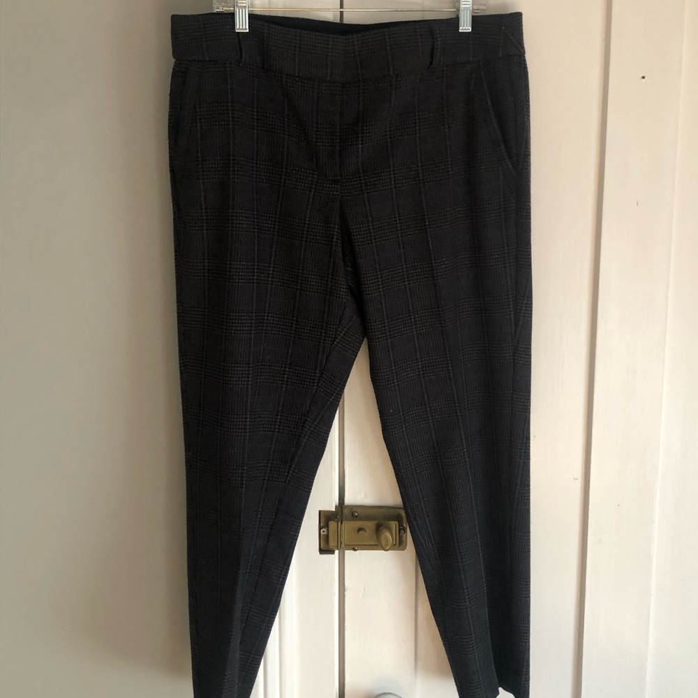 Ann Taylor pants- grey-black plaid with blue. Comfortable professional wear.